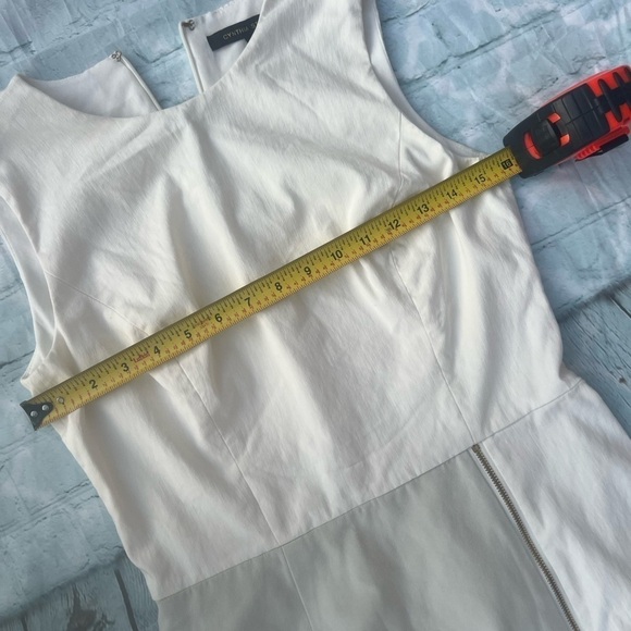 Cynthia Stefee Colorblock Linen Blend Tank Shift Dress White & Mint Size 4 - Picture 5 of 6